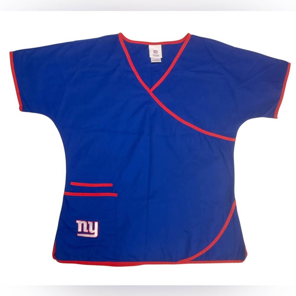 NFL Nursing Scrub Top Team Apparel New York Giants Royal Blue Size M